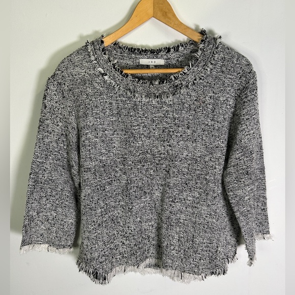 IRO Brand black and white knit top with fringe size EU 38 / US medium - Picture 2 of 11